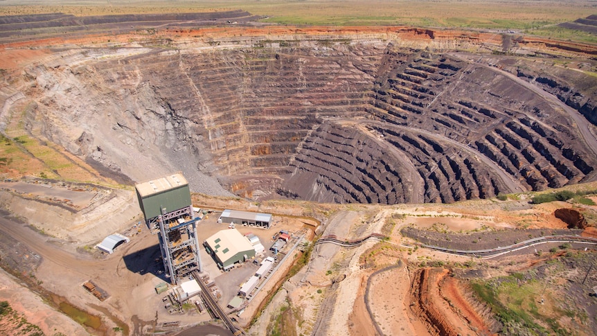 An aerial view of a giant mine