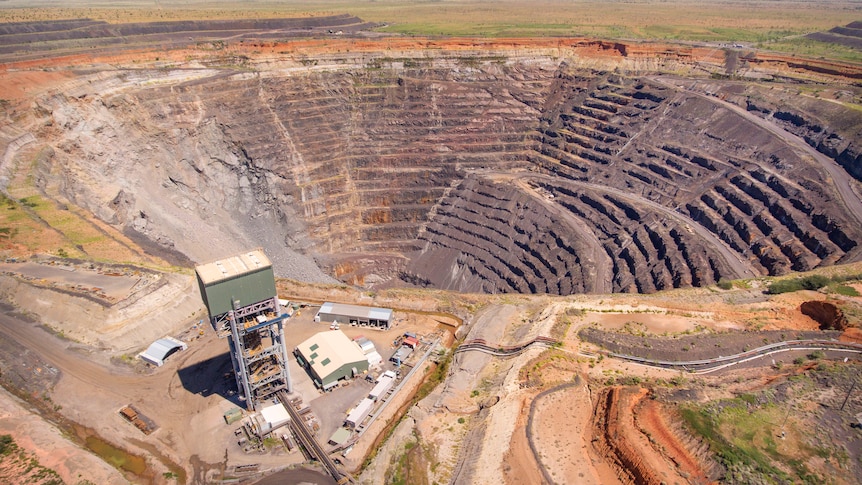 A tiered mine pit.