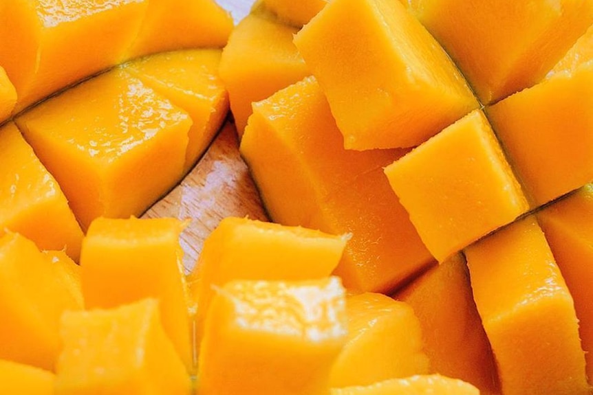 Close up of sliced mango