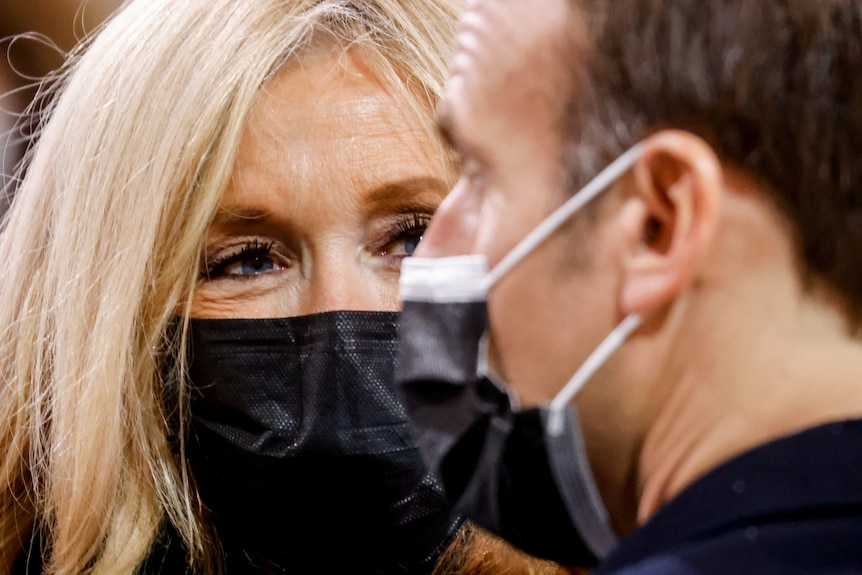 Emmanuel Macron and his wife Brigitte Macron