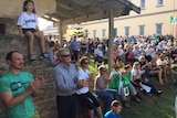 Crowd of Norfolk Island protestors