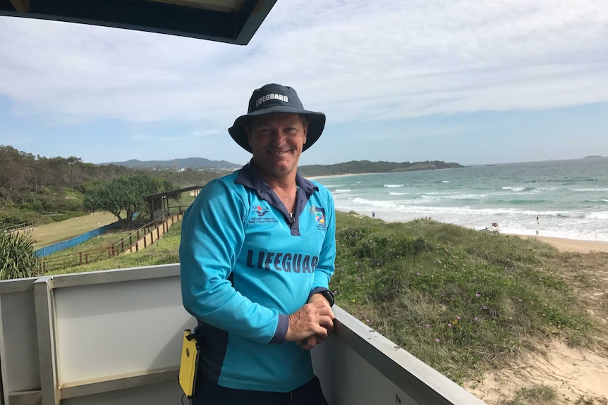 Coffs Harbour lifesaving services team leader Greg Hackfath in beach observation tower.