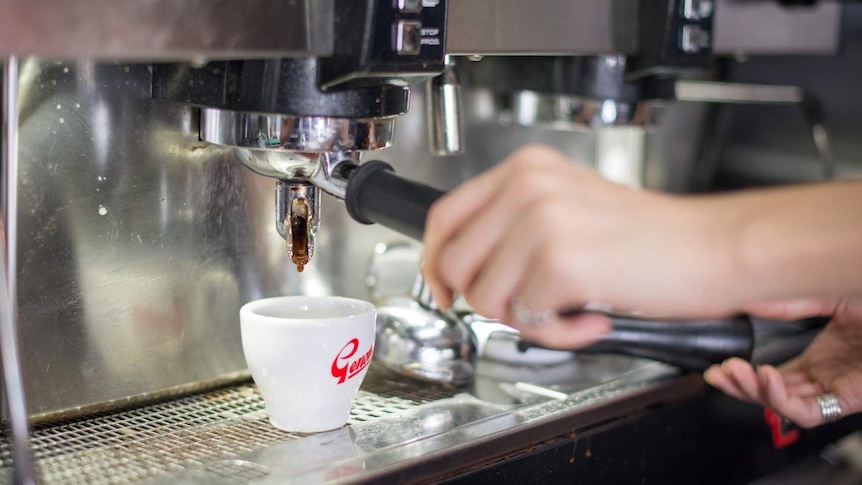 A coffee being brewed.