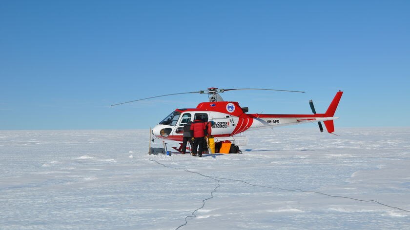 Helicopter in Antarctic