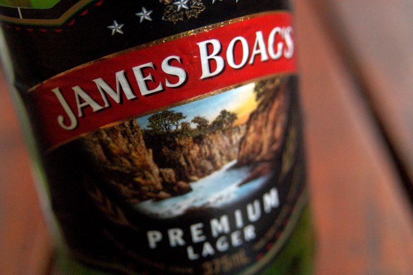 A bottle of James Boag's Premium Lager sits on a table