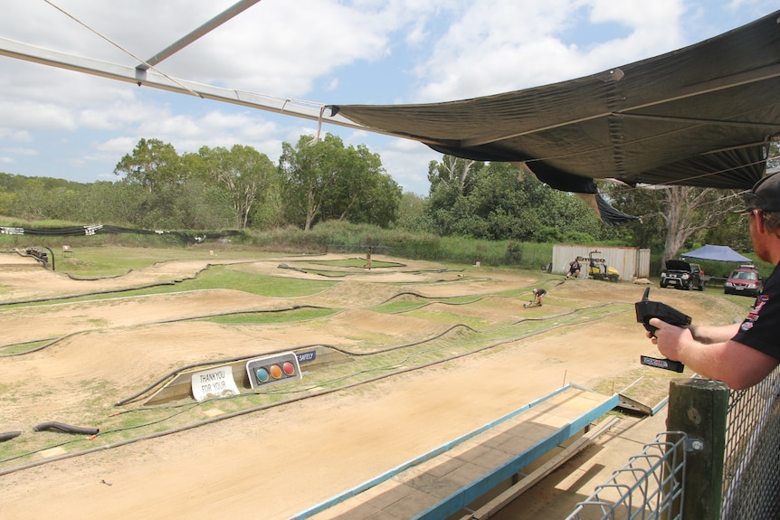 A dirt track shaped into jumps and hills