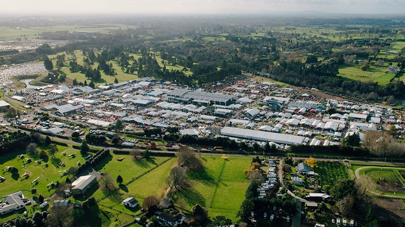 An aerial shot of the NZ Fieldays at Mystery Creek near Hamilton.