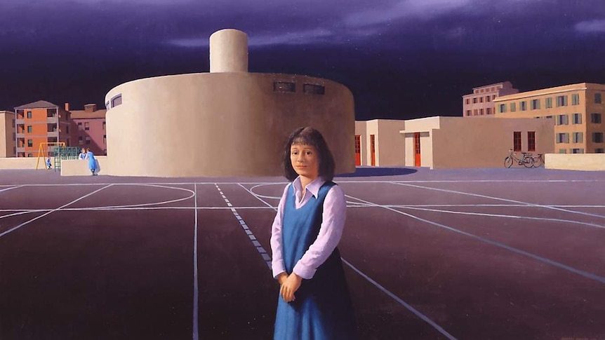 Jeffrey Smart's 2004 painting entitled The New School.