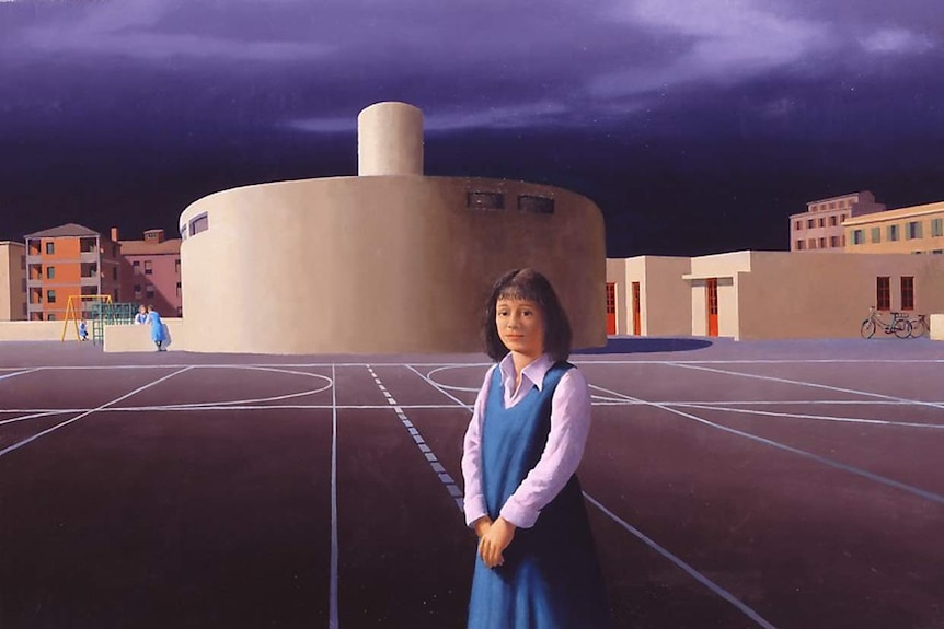 Jeffrey Smart's 2004 painting entitled The New School.