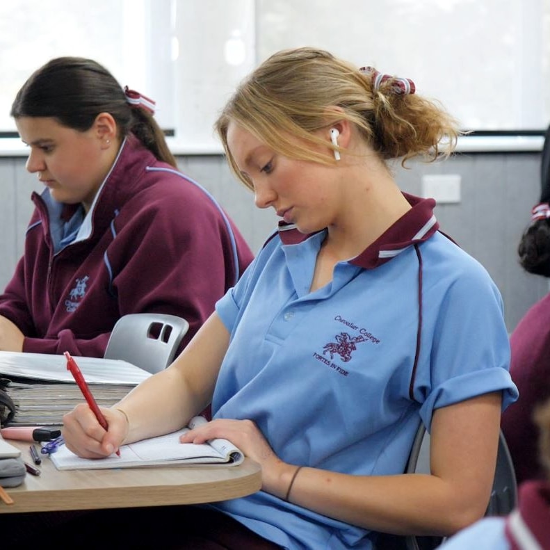 Female student working