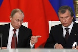 Russian president Vladimir Putin and Igor Sechin