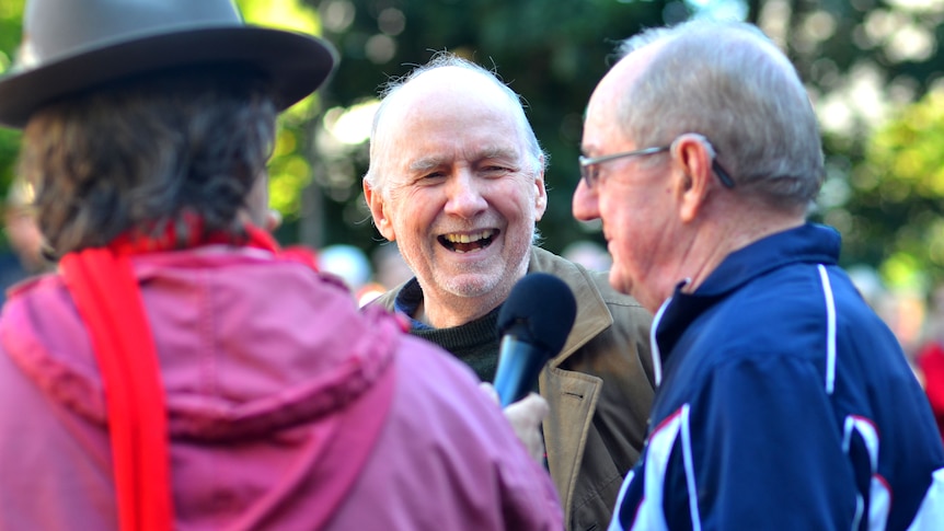 Macca talks to Australian author Hugh Lunn at a special broadcast of Australia All Over.