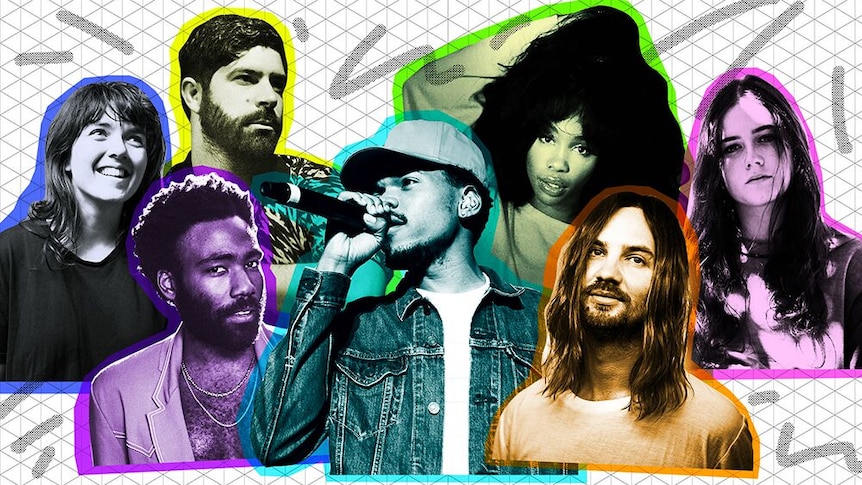 Splendour In The Grass 2019 line-up collage Courtney Barnett, Childish Gambino, Foals, Chance The Rapper, SZA, Tame Impala, Ruby