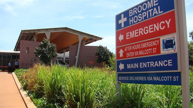 The front of a hospital