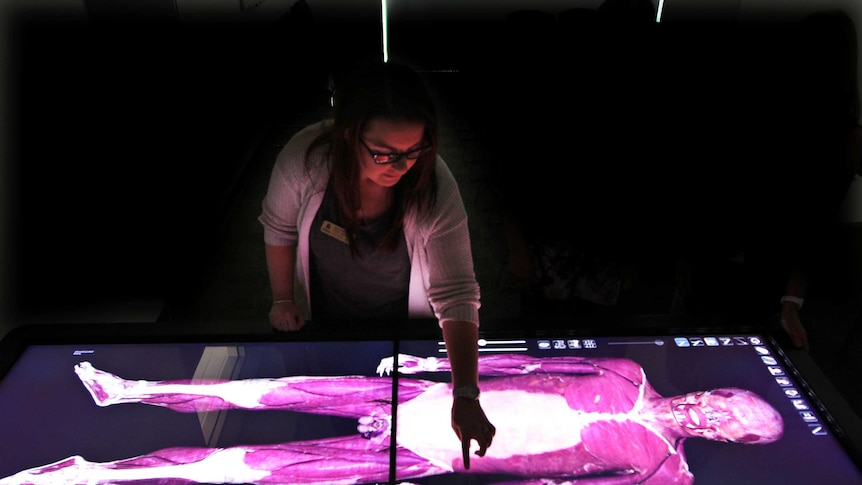 Lecturer Sarah Boyd and the Anatomage table