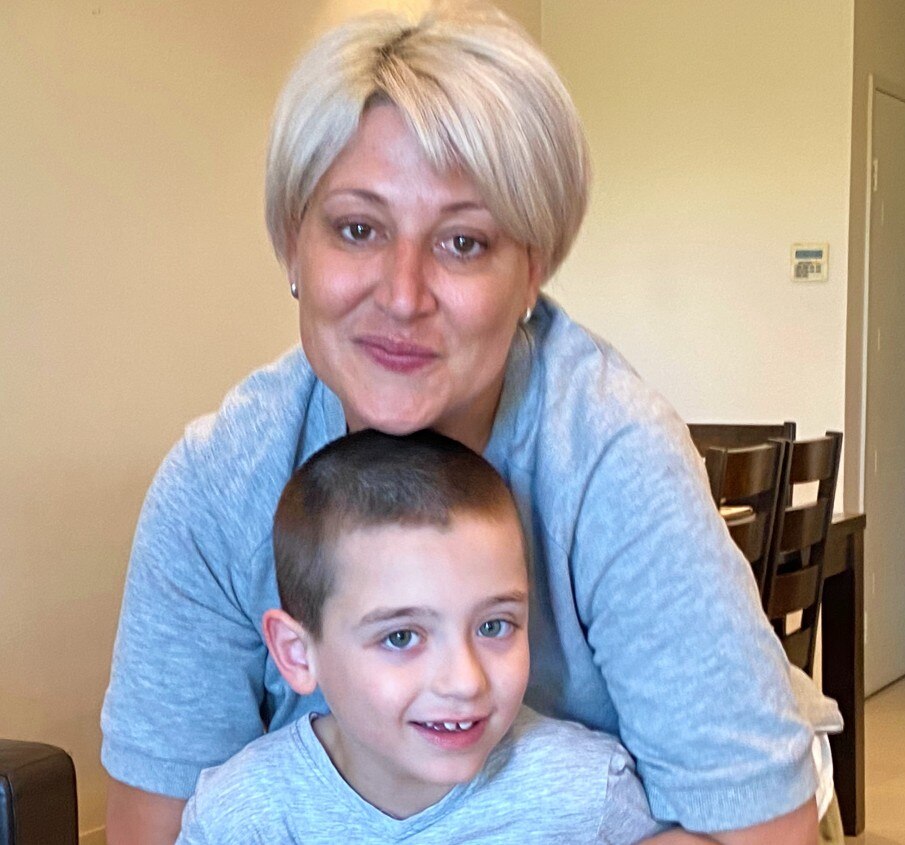 A woman and a young boy.