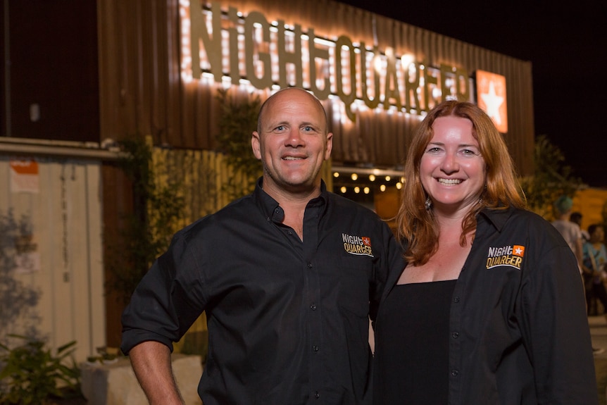 Picture of a man and a woman, Sunshine Coast live music venue 'Nightquarter' owners Ian Van der Woude and Michelle Christoe.