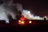 Smoke was seen billowing from the centre as one of the buildings was ablaze.