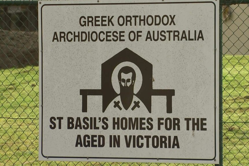 A sign for a Greek Orthodox aged care home, St Basil's.