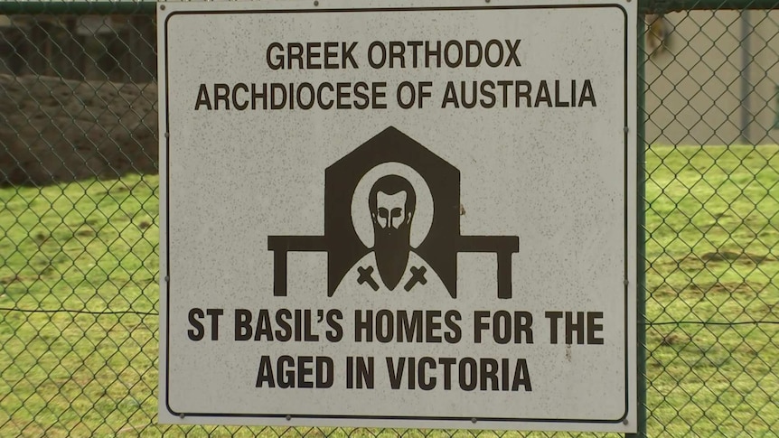 A sign for a Greek Orthodox aged care home, St Basil's.