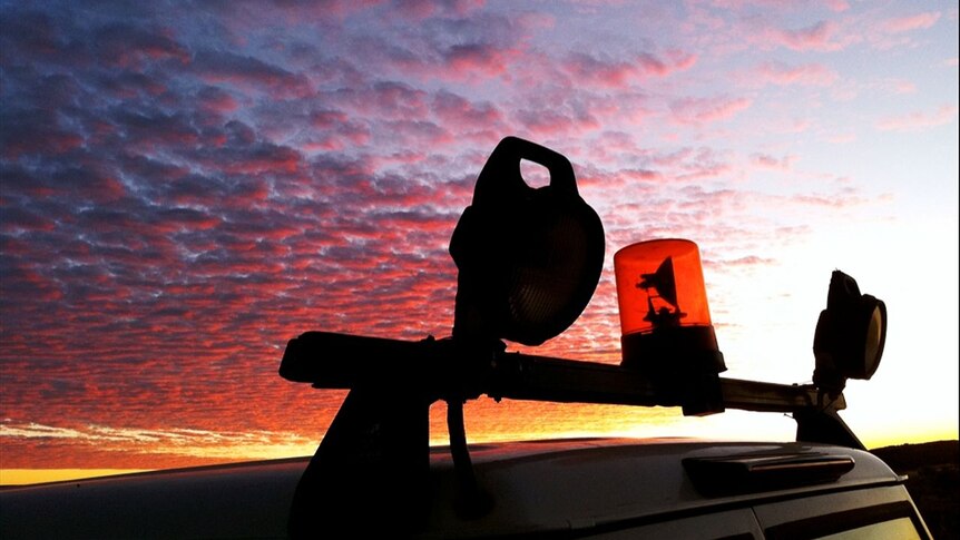 The top of a mine spec ute in the sunset