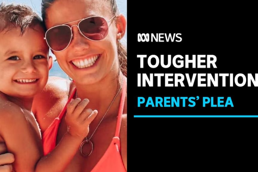 Tougher Intervention, Parents' Plea: A woman in sunglasses holds a young boy.