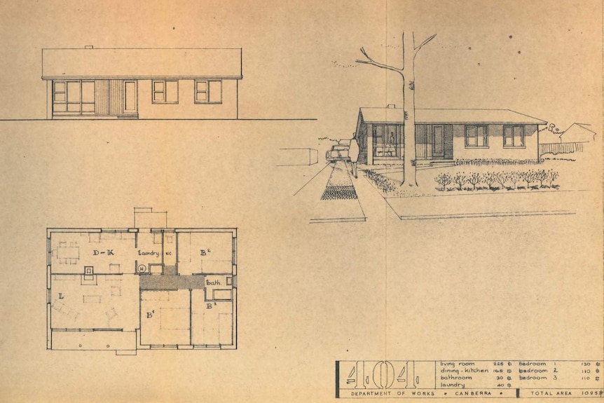 The floorplan of a three bedroom house in Canberra.