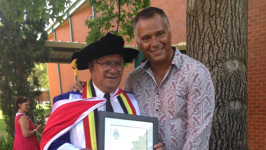 A photo of Stan Grant and his father