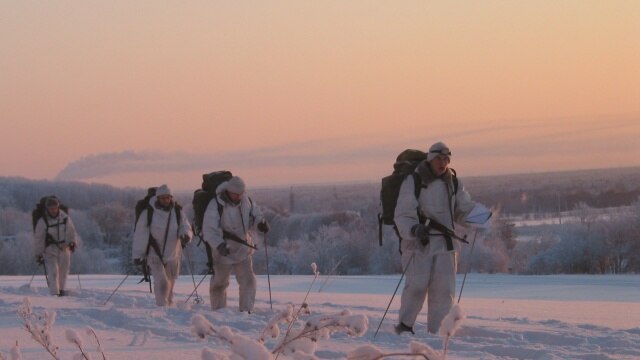 Estonian Defence League members braving the snow