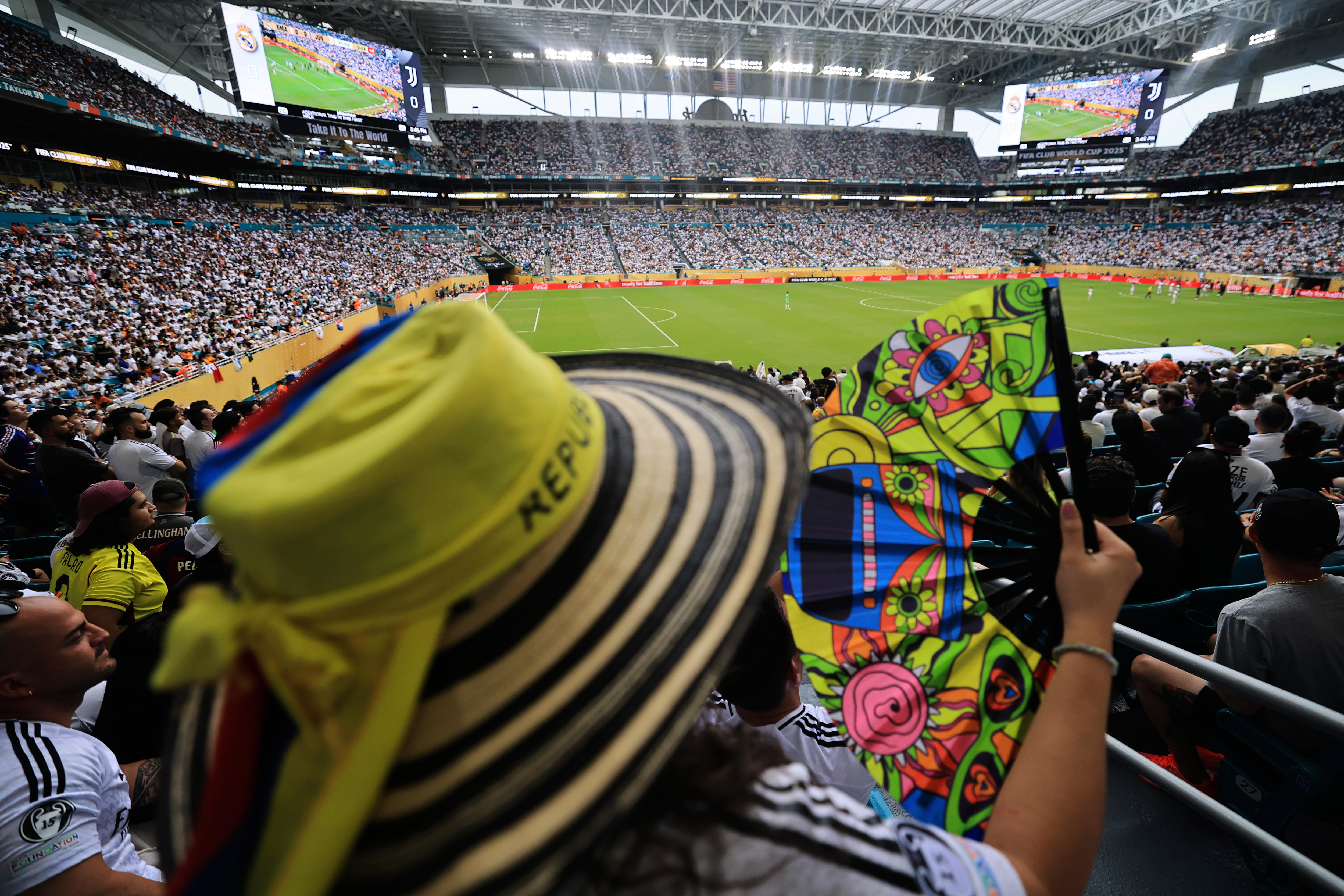 Fans watch football in Miami Stadium