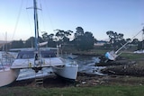Boats blown to shore in Hobart