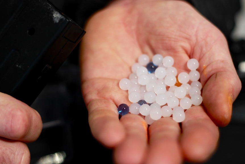 Handful of gel balls used in blasters guns for skirmish-style game.