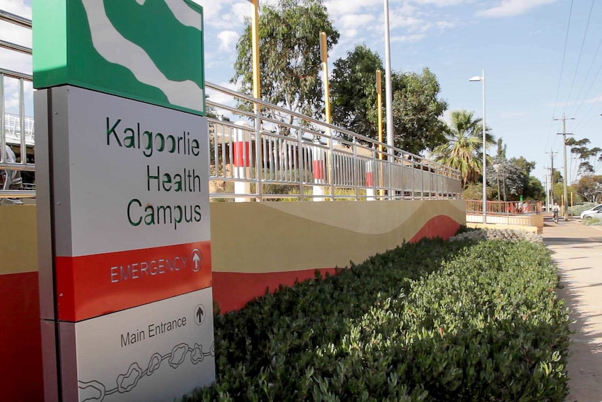 The outside of a hospital with a sign saying Kalgoorie Health Campus