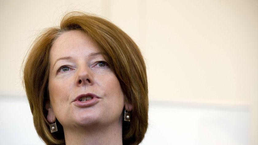 Head shot of Federal Education Minister Julia Gillard speaking  on September 28, 2009.