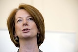 Head shot of Federal Education Minister Julia Gillard speaking  on September 28, 2009.