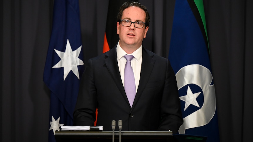 Australian Veterans’ Affairs Minister Matt Keogh speaks to the media during press conference at Parliament House.