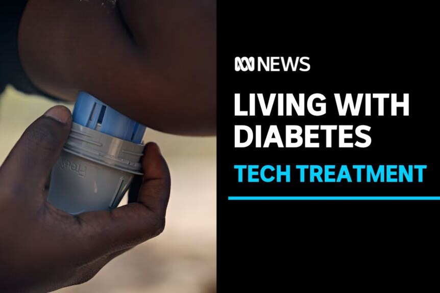 Living with Diabetes, Tech Treatment: A man presses a device to his tricep.