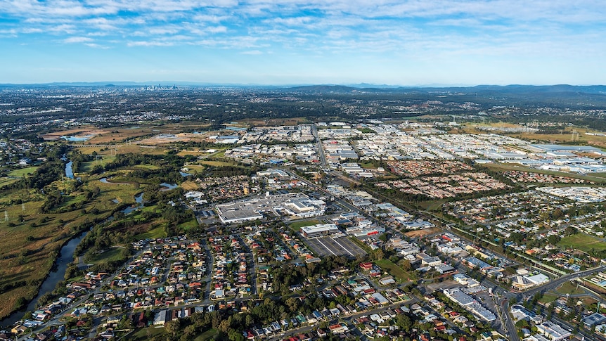 An aerial image of Moreton Bay