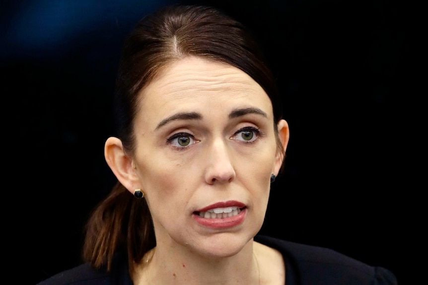 A close shot of a woman's head as she speaks at a press conference