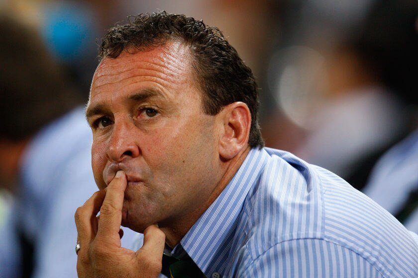 Ricky Stuart looks on during the 2008 Rugby League World Cup final.