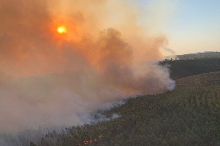 Aerial photo of the Cooroibah fire on Queensland Sunshine Coast on November 9, 2019.