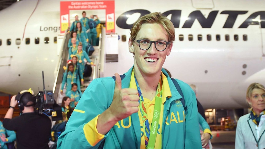 Mack Horton arrives home after Rio