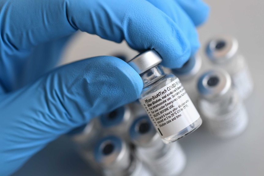 A vial of the Pfizer Biotech COVID-19 vaccine.