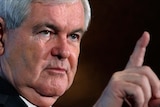 Newt Gingrich speaks at a meet and greet session.
