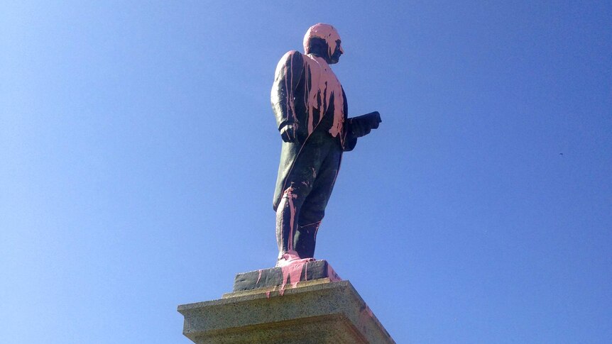 Pink paint poured over a Captain Cook statue in St Kilda.
