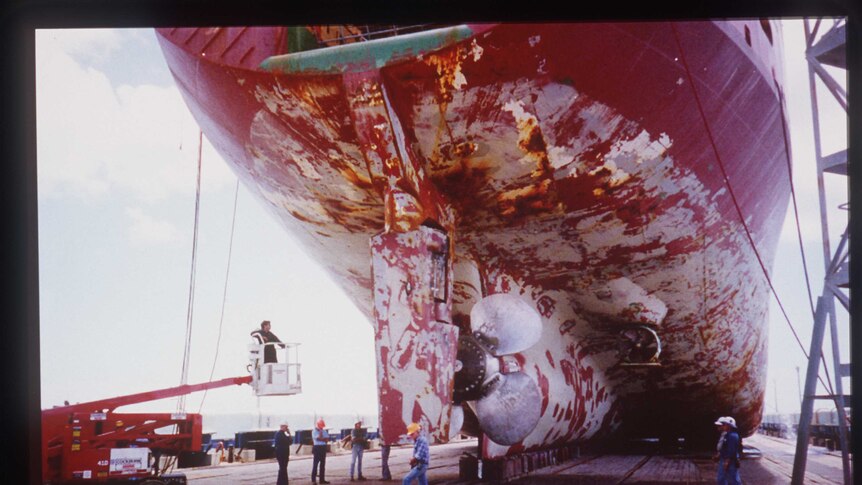 Aurora Australis in dry dock.