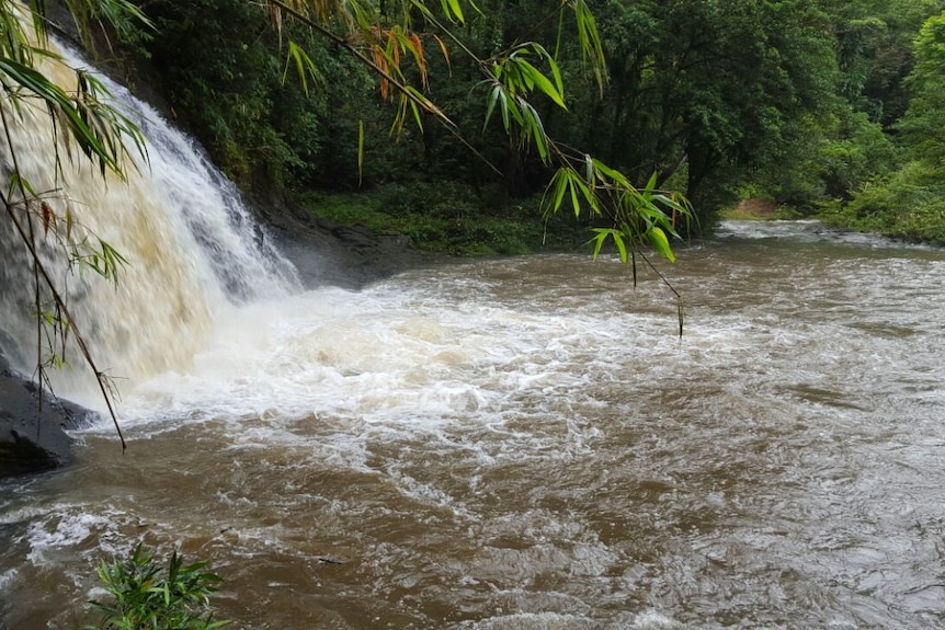 The waterfall where the man went missing