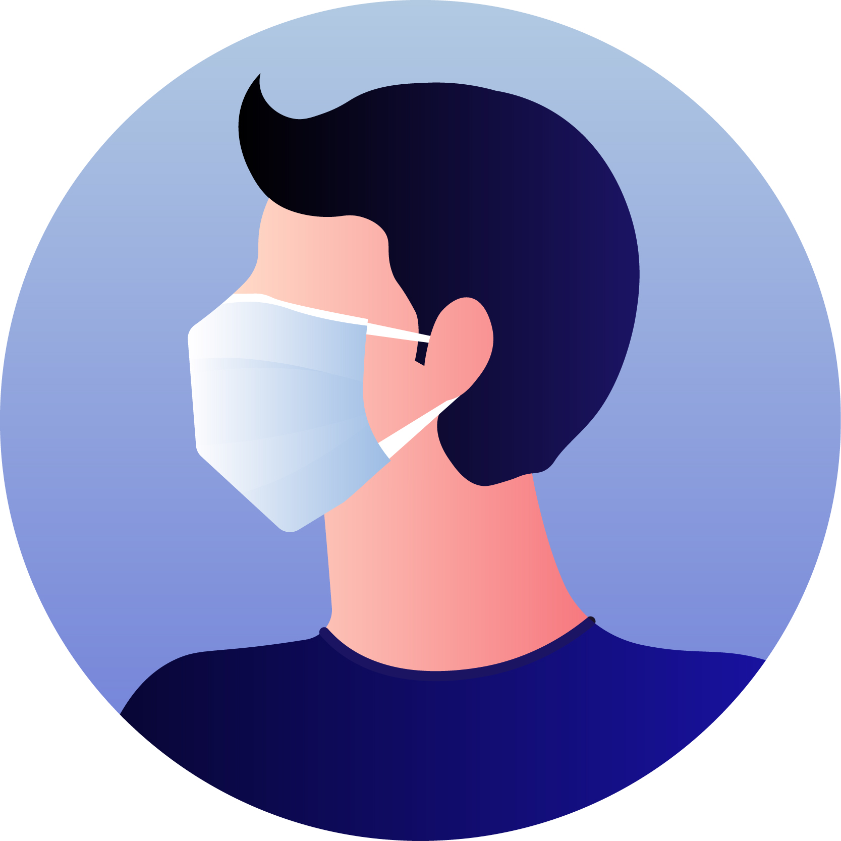 vector graphic of a man wearing a face mask