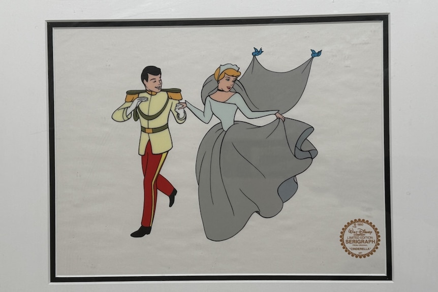 A framed serigraph cell from Cinderella.