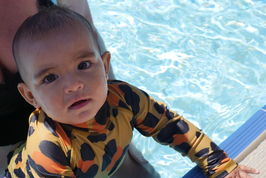 baby in pool